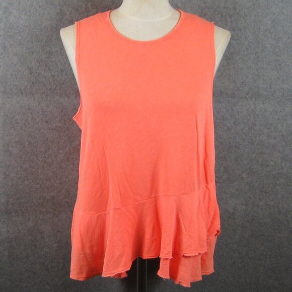 Sundry Peplum Sleeveless Tank Top Neon Orange Size 2 Medium NWT - Picture 1 of 7